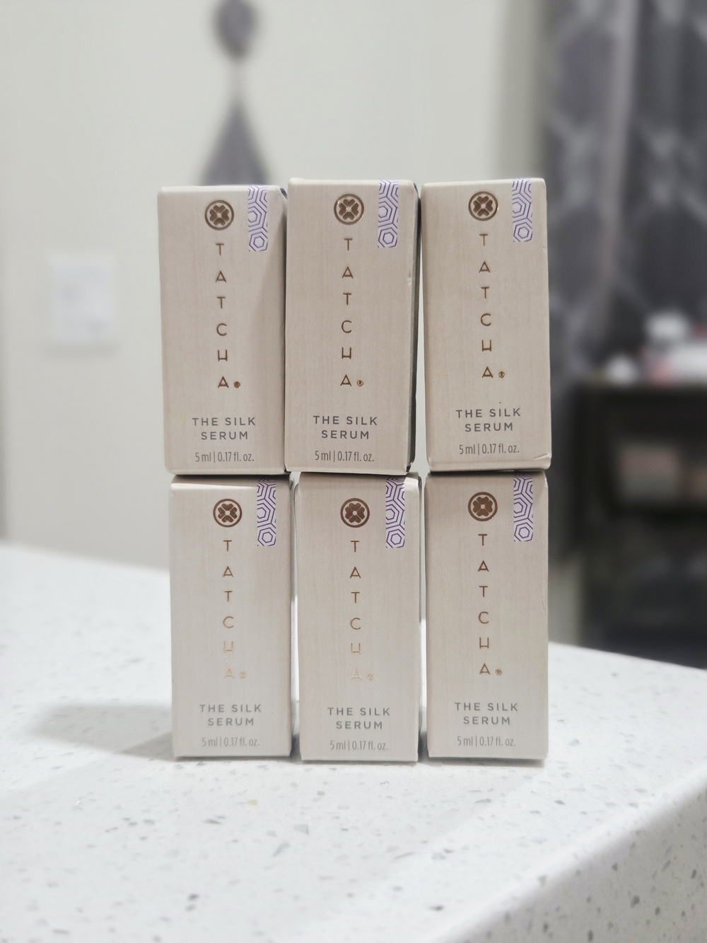 Tatcha The Silk Serum Boxes in Cream and Gold Accents